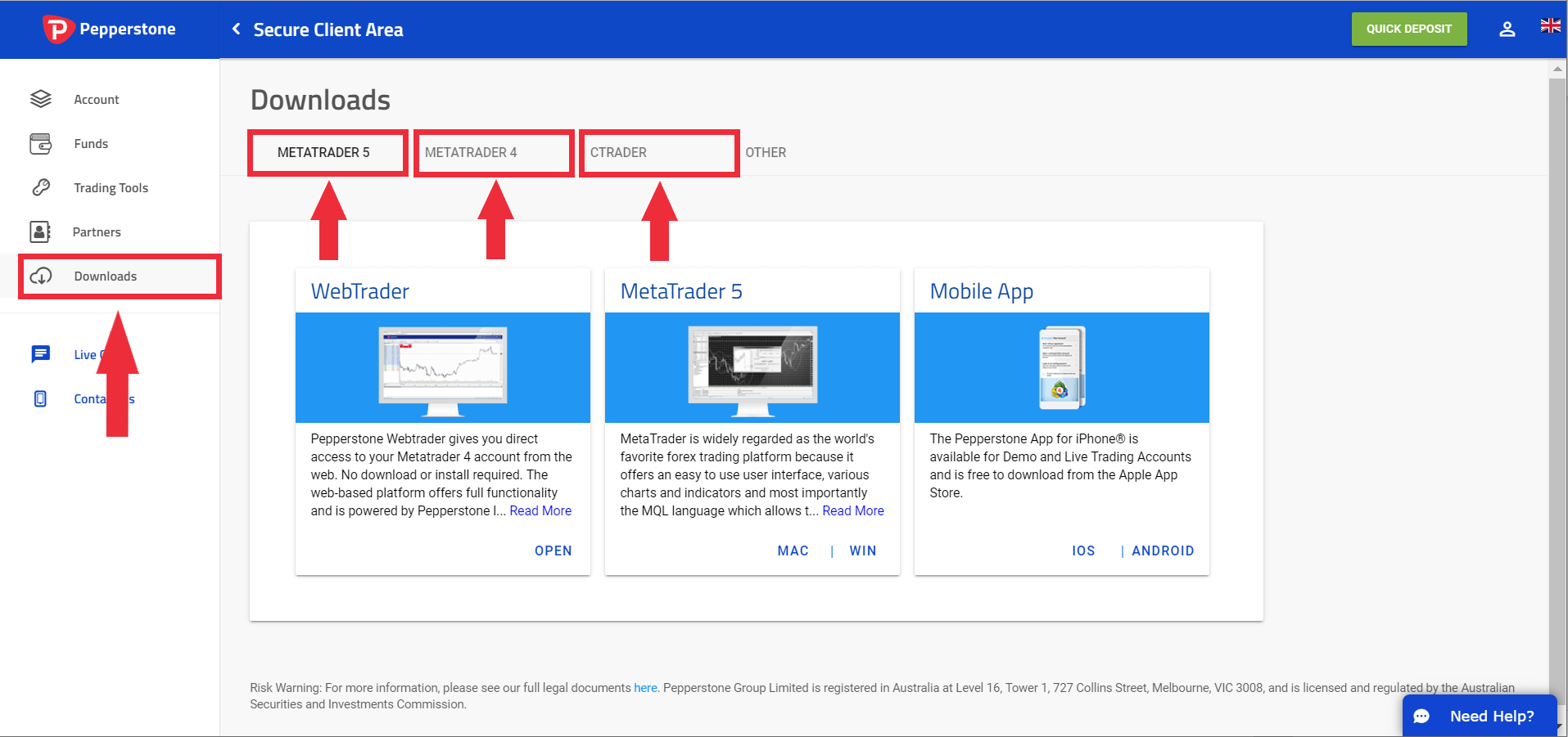How do I download the trading platforms - FAQ | Pepperstone